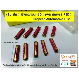 16 แอมป์ ฟิวส์กระดูก 10 ชิ้น  สีแดง (  RED ) European Automotive Fuse สำหรับ BENZ FUSE รถเบนซ์ W107 W108 W109 W110 W111