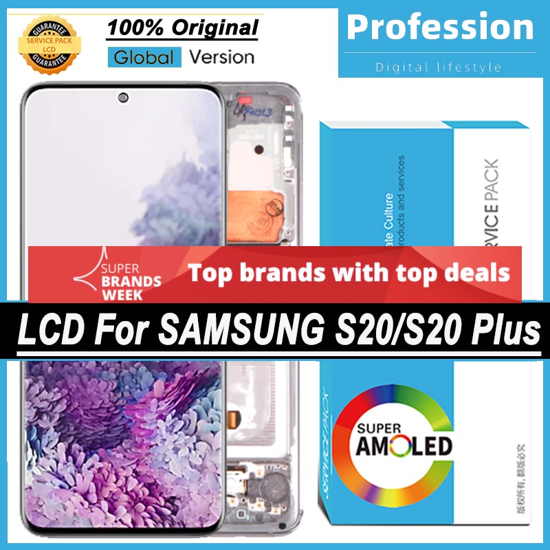 อะไหล่หน้าจอสัมผัสดิจิทัล LCD 100% สําหรับ Samsung Galaxy S20 G980F G980F DS S20 Plus G985F