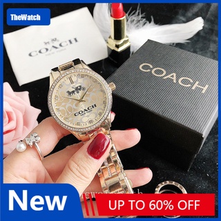 COACH 7285CM แฟชั่นเพชรธุรกิจนาฬิกาควอตซ์สุภาพสตรีนาฬิกาสาวสแตนเลส