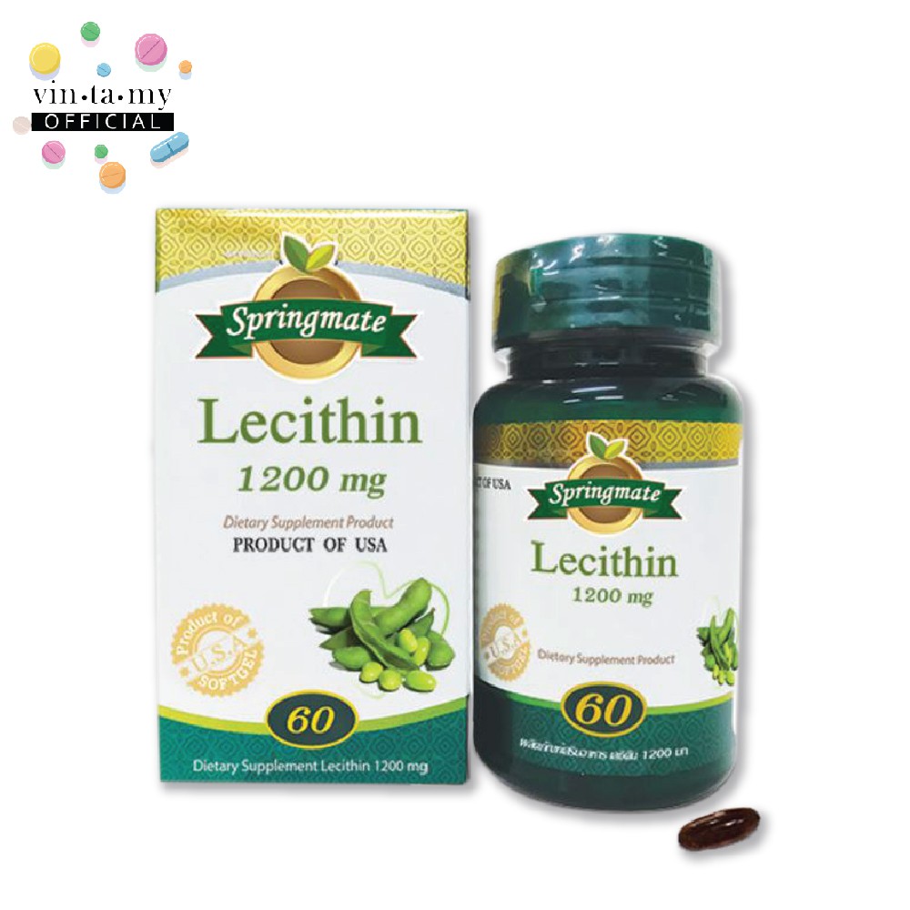 [โปรซื้อ 1 แถม 1] Springmate(สปริงแมท) Lecithin 1200 mg. ขนาด 60 แคปซูล [EXP.06/01/2023]