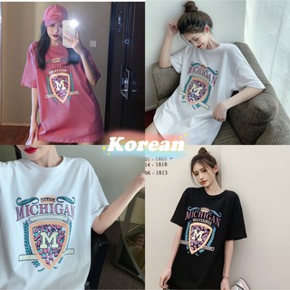 Korean เสื้อยืด💕 Michigan💕 สไตส์เกาหลี เสื้อยืดงานดี หลากสี เนื้อนุ่ม ลายสกีน J1009