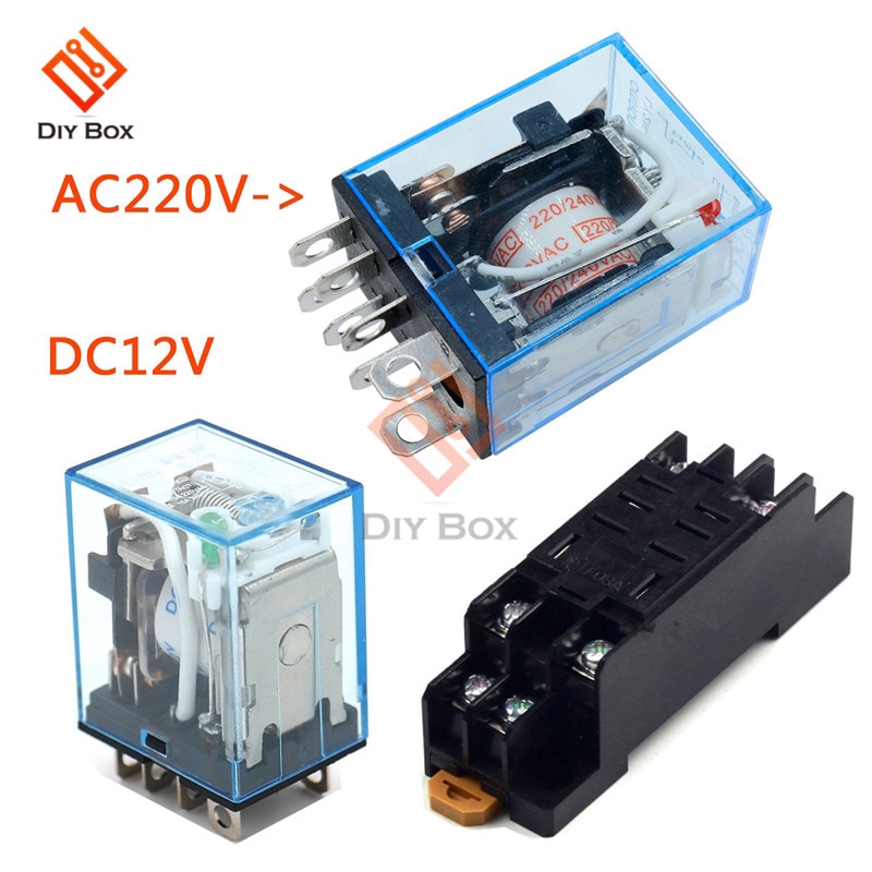 1pcs LY2NJ รีเลย์โมดูลอิเล็กทรอนิกส์ 8 Pin Delay รีเลย์โปร่งใส AC 220V DC 12V10 Mini ขดลวดแม่เหล็กไฟฟ้า Power