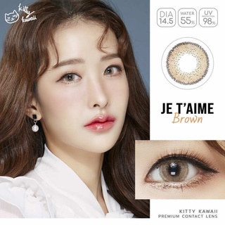 รุ่น Jetaime Brown/สีน้ำตาล [สายตาสั้น -0.00 ถึง -10.00] Size Bigeye (L) ขนาดใหญ่ / คอนแทคเลนส์ / ยี่ห้อ Kitty Kawaii