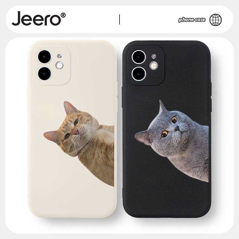 Jeero เคสคู่ เคสไอโฟน คู่รัก ขอบเหลี่ยมกันกระแทกซิลิโคนนุ่มน่ารักตลก เคสโทรศัพท์ Compatible for iPhone 16 15 14 13 12 11 Pro Max SE 2020 X XR XS 8 7 6 6S Plus พลัส HHF326