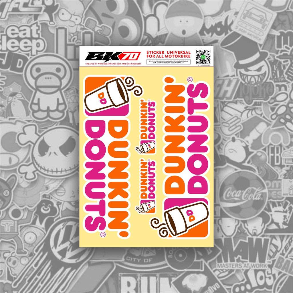 สติ๊กเกอร์ชุดแถบโลโก้สัญลักษณ์ Dunkin Donuts