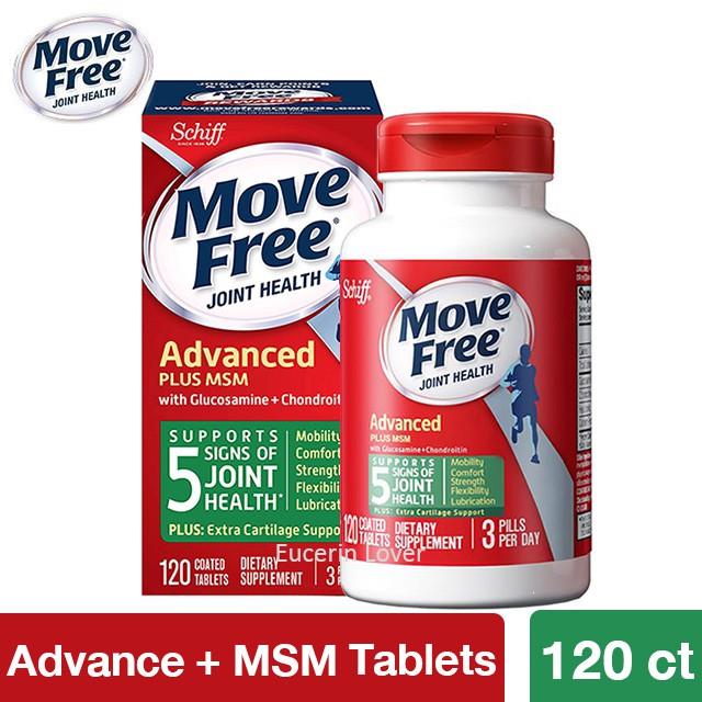 ♢📦📒Schiff, Move Free, Advanced Plus MSM with Glucosamine &amp; Chondroitin, 120 Coated Tablets บำรุงกระดูกข้อเข่า