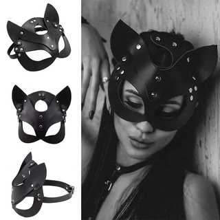 Women Leather Cat Mask Sexy Half Face Eyemask Cosplay Costume Props Halloween Party Masquerade Prop