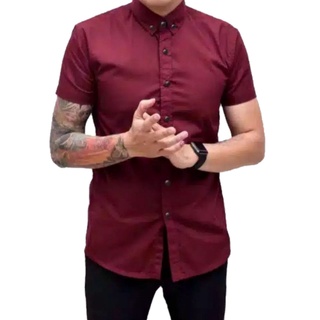 เสื้อเชิ้ตแขนสั้น ลาย Artodomoro Maroon สีพื้น สําหรับผู้ชาย