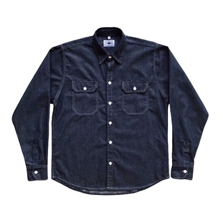 DENIM LONG SLEEVE SHIRT  WITH DOUBLE POCKETS เสื้อเชิ้ตยีนส์แขนยาว.