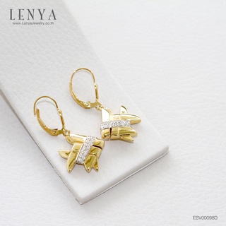 Lenya Jewelry ต่างหูเงินแท้ 925 ชุบทองคำสุดอลังการ ดีไซน์รูปปลาตะเพียนสยาม ประดับเพชร CZ คาดลำตัว