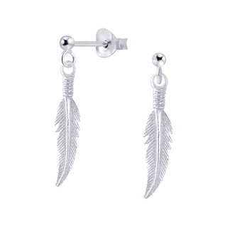 SILVER THAI Silver feather stud earring ต่างหูรูปใบไม้