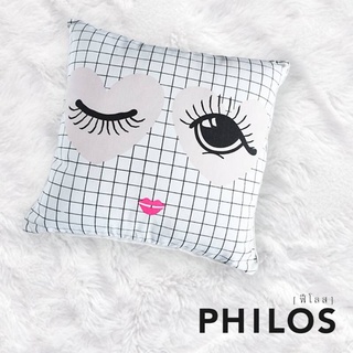 หมอนอิงผ้าลินินสีขาวนุ่มสบาย ลายสวยๆน่ารักๆ | Philos,Miss etoile Cushion Heart And Eyes : PI034