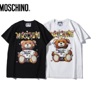 เสื้อยืดลำลองทรงหลวมผ้าฝ้ายพิมพ์ลาย Moschino