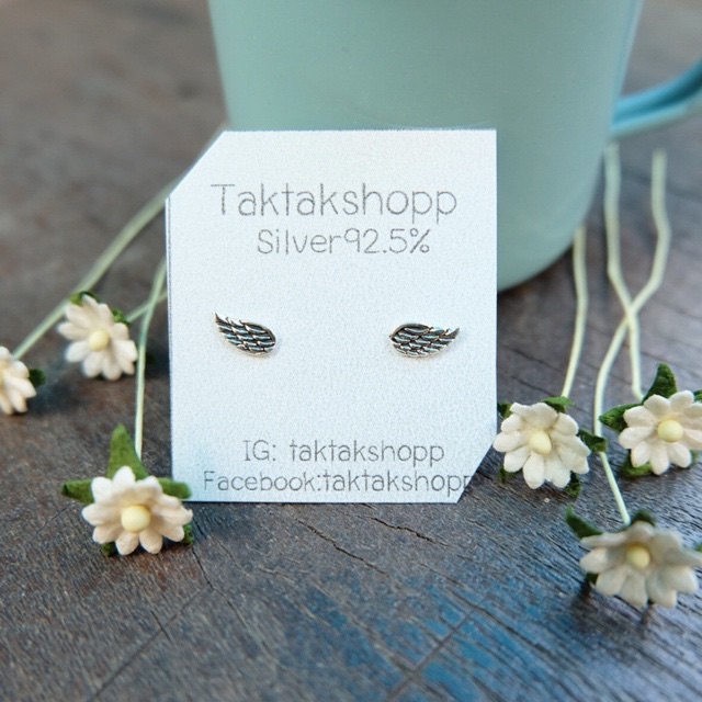 ต่างหูปีกนางฟ้าเงินแท้92.5% | Studs Earring Silver 925