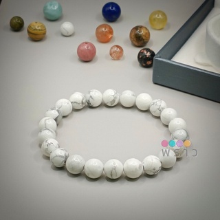 (พราว) หินฮาวไลต์ (Howlite) ขนาด 8 มม. หินประจำราศีเมถุน ผ่านพิธีปลุกเสก และบรรจุพุทธคุณแล้ว