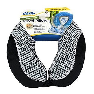 Cloudz : CLDPIL-948583-CAT* หมอนรองคอ Cool Gel &amp; Bamboo Memory Foam Travel Pillow - Black