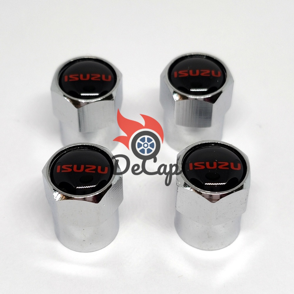 จุกลม ยางรถยนต์ พร้อมโลโก้ อีซูซุ Isuzu 1 ชุด (4 อัน) – Car Tire Valve Caps
