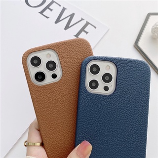 เคสไอโฟน 14 pro max เคส Iphone12 / 11 Pro Max / Mini Xs Max Xr X 8 7Plus case iphone Lychee pattern PU iphone case ฟิล์มกระจก iphone