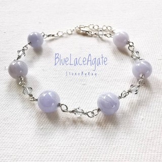 สร้อยข้อมือเงินหินบลูเลสอาเกต Blue Lace Agate