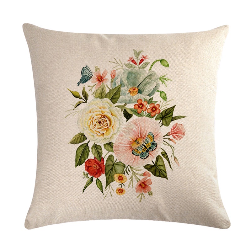 ปลอกหมอน ผ้าลินิน ลายดอกไม้ ขนาด 45x45 ซม. สําหรับตกแต่งบ้าน รถยนต์ - รูปที่ 7