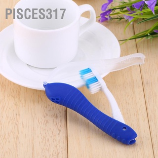 Pisces317 แปรงสีฟัน พับได้ แบบพกพา สีน้ำเงินเข้ม สําหรับตั้งแคมป์ เดินป่า กลางแจ้ง