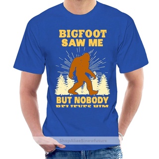 พิมพ์ลายวินเทจใหม่ เสื้อยืดลําลอง แขนสั้น พิมพ์ลาย Bigfoot Saw Me Nobody Believes Him Funny Sasquatch สีดํา S-5 สําหรับข