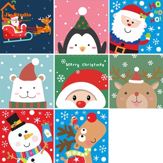 🔥Ready Stock🔥20*20cm Framed oil painting DIY Children Digital Painting Santa Claus Christmas Paint By Numbers Canvas Wall decor จิตรกรรม Painting