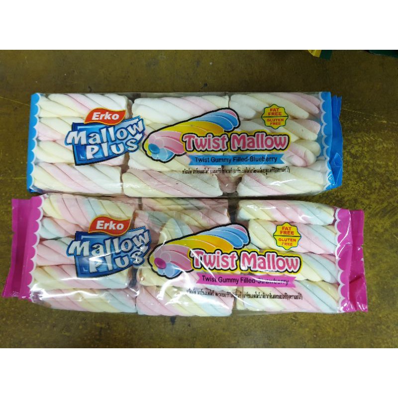 เออโก้ มาร์ชเมลโล่เกลียวทวิตซ์ Erko mallow plus twist บลูเบอร์รี่ สตรอเบอร์รี่ 180 g