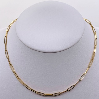 Gold Paperclip Link Chain Choker, 16 Inch Necklace For Layering | สร้อยคอ เงินแท้ ชุบทอง 18 กะรัต