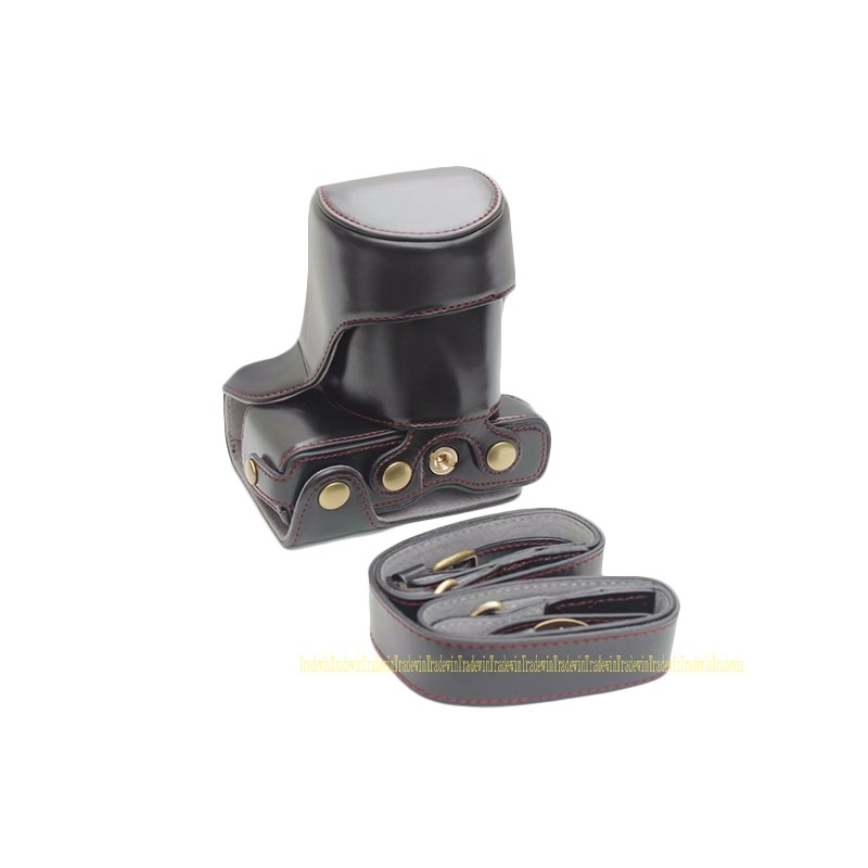 Luxury Leather Camera Case Bag For Canon EOS M200 With 1545mm Lens