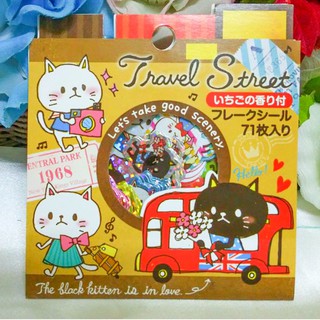 สติ๊กเกอร์จิ๋ว ๆ ลายแมว (มี71ดวง) Flecks Sticker Travel Street Cats