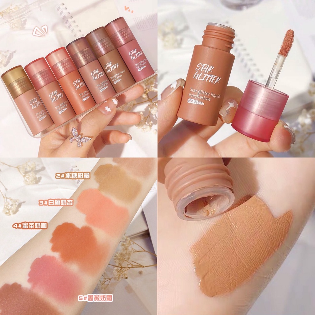 HANRU H206 อายแชโดว์ บลัชออนปัดแก้ม ทาตาแบบน้ำ เนื้อกำมะหยี่ ครีมมี่ นุ่มละมุน สีชัด สวย ติดทน Velvet Liquid Eye Shadow
