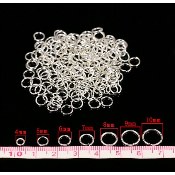 เครื่องประดับแหวนชุบเงิน Single Loops Jump Rings & Split Rings 200 ชิ้นสําหรับทําเครื่องประดับ