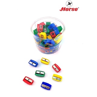 Horse ตราม้า กบเหลาดินสอ พลาสติก H-002 บรรจุ 72 ตัว/กระป๋อง จำนวน 1 กระป๋อง