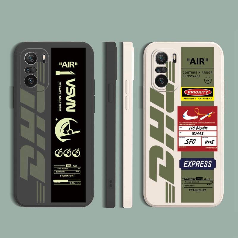 for Xiaomi Redmi Note 10 Pro 9S Remdmi 9A POCO X3 NFC M3 Pro 5G Redmi10 NASA DHL Barcode Square Straight Edge Soft Silicone Cover Duable Phone Case