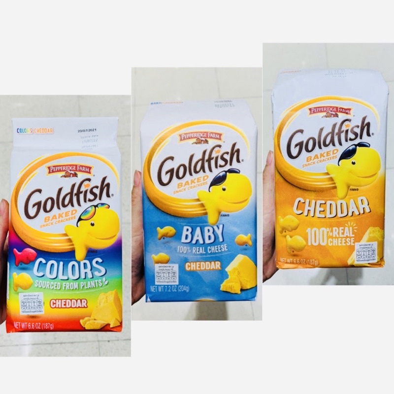 บิสกิต รสเชด้าชีส 100% Chedda Cheese Goldfish baked Snack Crackers รูปปลา ตรา Pepperidge farm Biscuit แครกเกอร์ ขนม