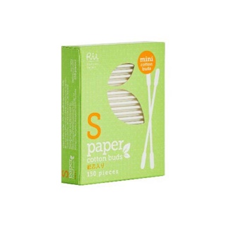 Rii S-Paper cotton buds สำลีก้านเส้นใยฝ้ายธรรมชาติ 100% ขนาด S 150 Pieces