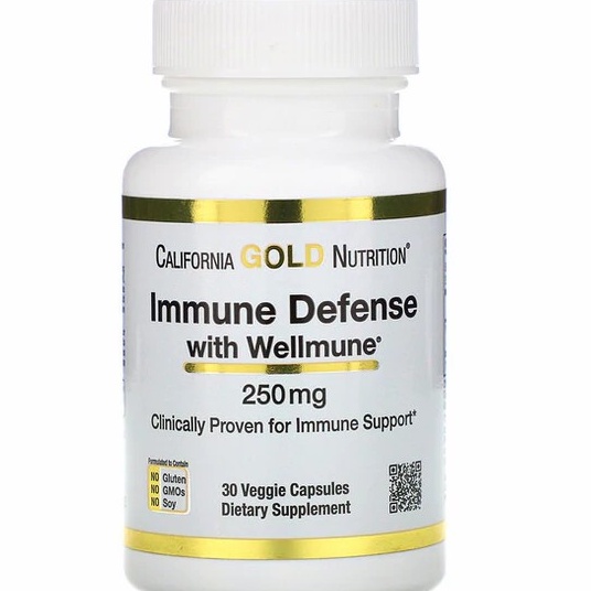 California Gold Nutrition, Immune Defense with Wellmune, Beta-Glucan, 250 mg, 30 Veggie Capsules  พร้อมส่ง