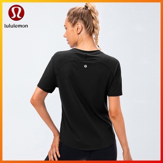 Lululemon  ใหม่ เสื้อโยคะ กีฬา แขนสั้น ทรงสลิมฟิต ระบายอากาศ ใส่สบาย คอกลม เสื้อโยคะ ฟิตเนส 12219