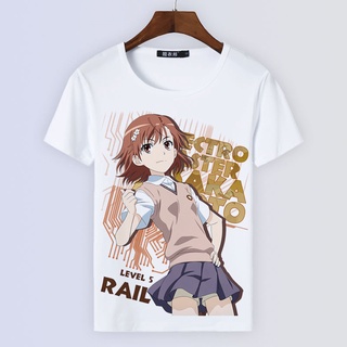 🔥Hot Sale🔥วิทยาศาสตร์ super ปืนแม่เหล็กไฟฟ้าเสื้อยืด Misaka Mikoto cannon น้องสาวฤดูร้อนแขนสั้นอะนิเมะอุปกรณ์ต่อพ่วงเส