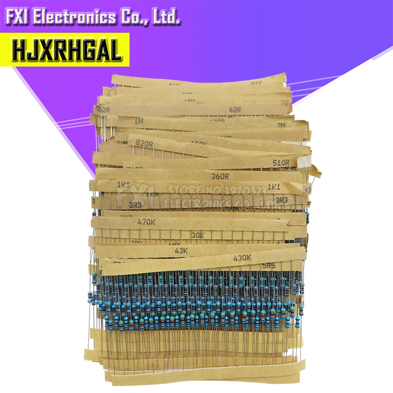 400 ชิ้น/ล็อต 1/4W โลหะฟิล์ม Resistor Assortment Kit 10ohm - 1M โอห์ม 1% ชุดต้านทาน 1K/10K/4.7K/470/