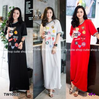 Maxi dress เดรสยาวทรงตรงแขนสั้น เนื้อ