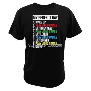 เสื้อยืดผ้าฝ้ายพิมพ์ลายขายดี เสื้อยืด ผ้าฝ้าย แบบนิ่ม พิมพ์ลาย My Perfect Day Video Games คุณภาพสูง สไตล์สตรีท ไซซ์ EU