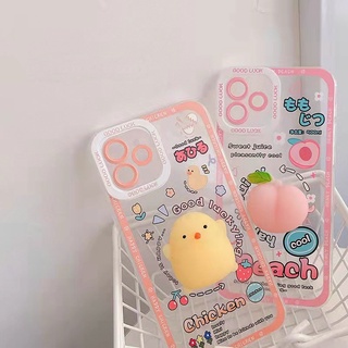 เคส Realme C31 C35 C21 C15 C12 Narzo 20 30A C25 C25S C20 C11 2021 9i 9Pro 9Pro+ 8 Pro Pro+ 5 5i 5s C2 C1 4G 5G Cute Cartoon Peach Chicken Angel Eyes Clear Shockproof Soft Phone Back Case Cover 1STD 03