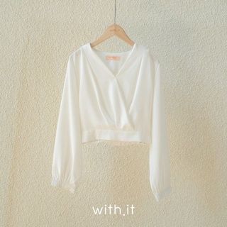 with.it เสื้อครอป waist and wrap crop top/เสื้อแขนยาว สีขาว