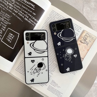 Samsung Galaxy Z Flip3 4 เคสกระจกนิรภัย การ์ตูนน่ารัก สไตล์ Starship หรูหรา แข็ง ดี เคส Galaxy Z ที่มีสีสัน สร้างสรรค์ เคส