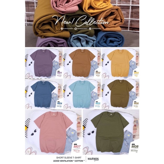 v_chilshop !!พร้อมส่ง!! เสื้อยืดสีพื้น Cotton Plain T-Shirt (m01-08)