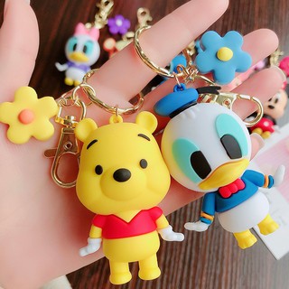 Anime Cartoon Mickey Doll Keychains Minnie Stitch Daisy Donald Duck Key Chains Women Charm Bags Car KeyRings Accessories