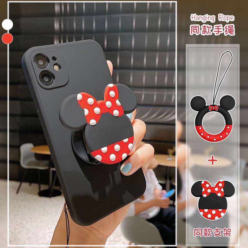 สําหรับ Vivo V19 V21 V27 V30 V40 Pro V29 e Y20SY12A Y12S Y21S Y33S Y17S Y28S Y18 Y100 Y200 กรณีนุ่ม Minnie Stand & แหวนเดียวกัน