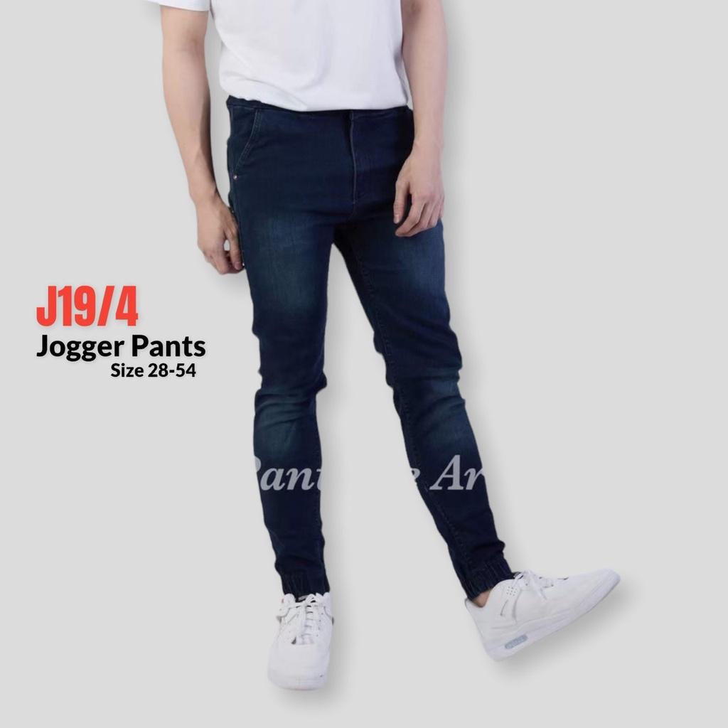 JOGGER JEANS กางเกงขาจั้ม ผ้ายีนส์ยืด เป้าซิป สีมิดไนท์บลูฟอก Size 28-54 สินค้าพร้อมส่งคร้าบ